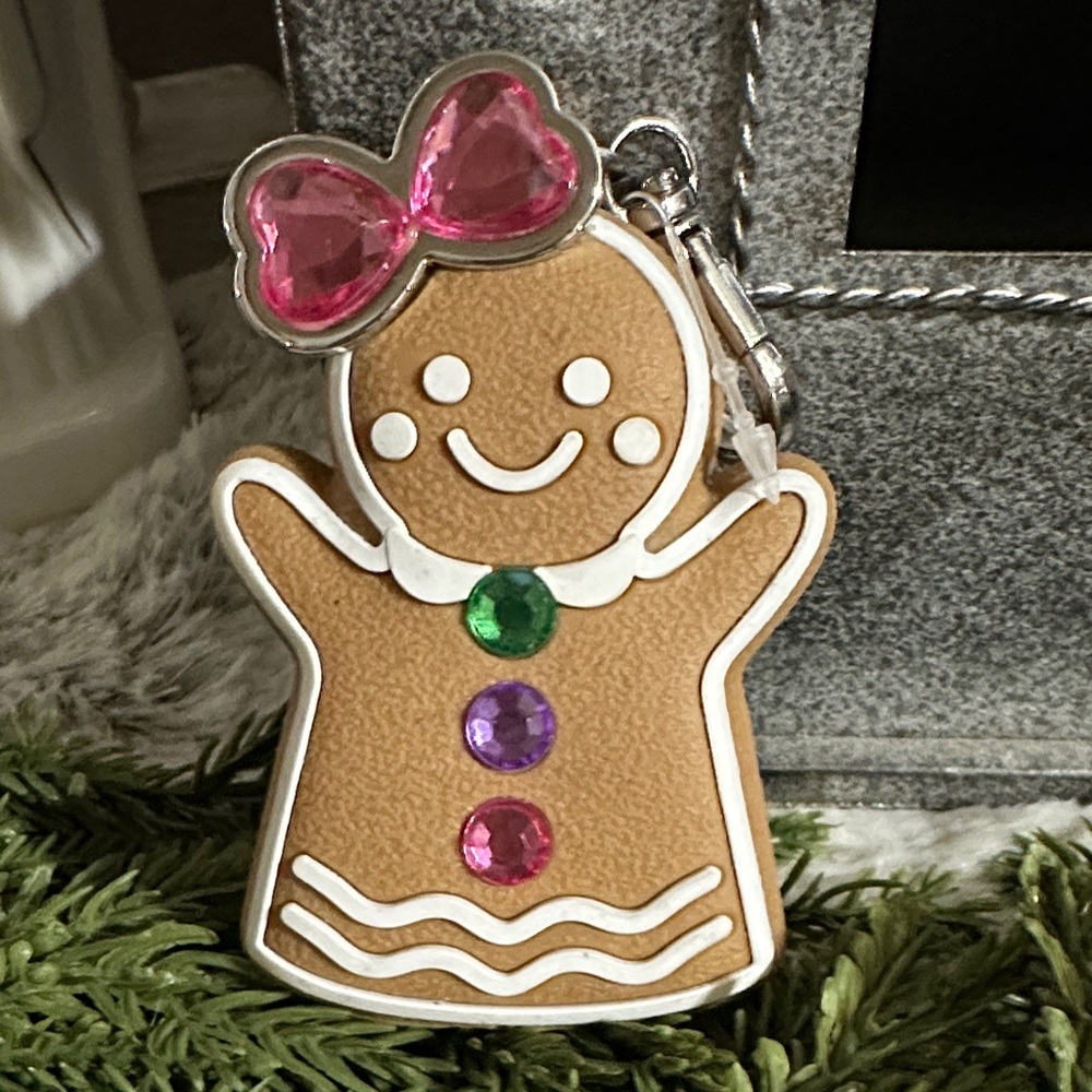 Gingerbread PocketBac Germ X Holder with Pink Bow